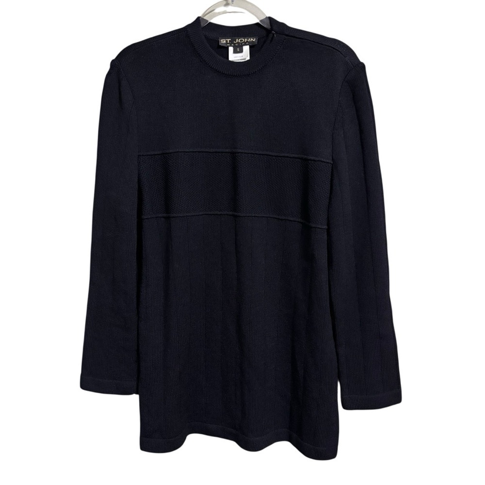 ST JOHN CLASSIC SZ SM BLACK ZIPPER SHOULDER WOOL